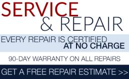 A service and repair banner with the words " free repair estimate " underneath it.