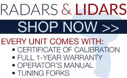 A banner with the words, " loaders & lidar shop now. 1 5 % off any unit comes with : certificate of calibration