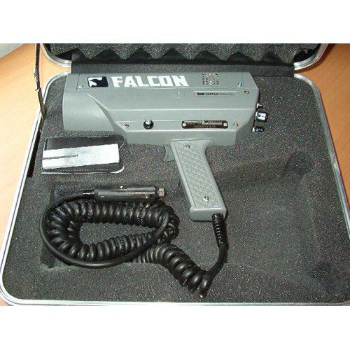 A falcon hand held light gun in its case.