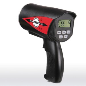 A black and red digital hand held meter
