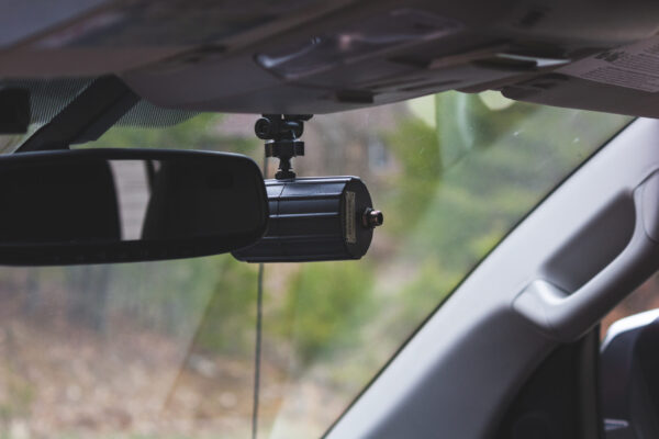A car mirror with the camera on it