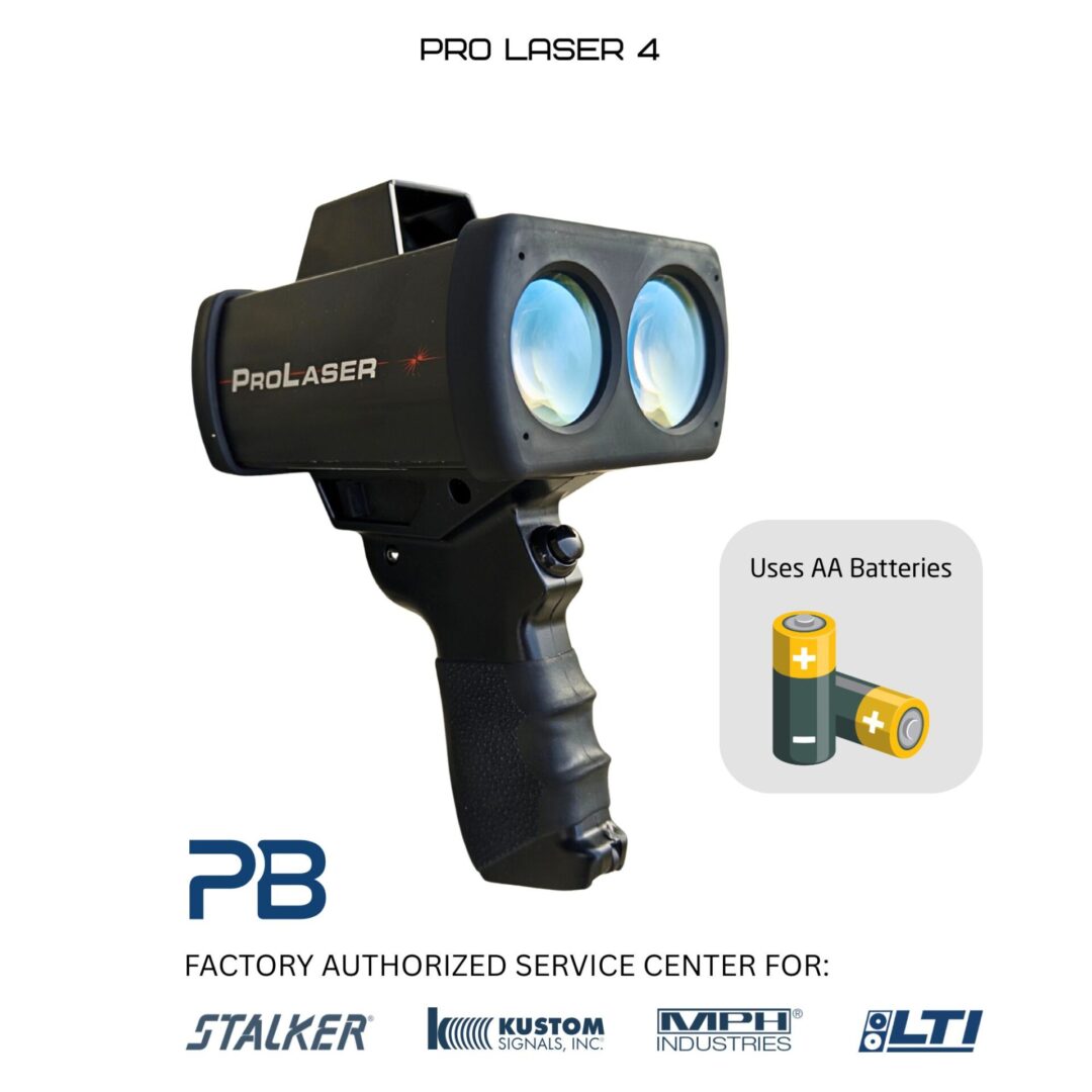 ProLaser 4 speed gun with battery illustration.