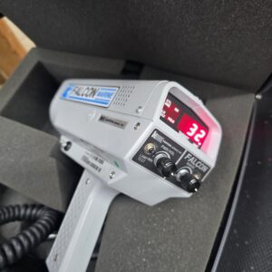 Speed detection device inside protective case.